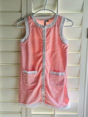 Janie and Jack Peach-Pink Terry Button-Front cover up with White Trim